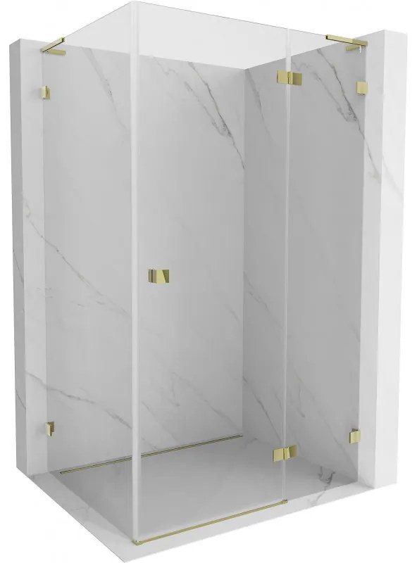 Mexen Lunar, L výklopný sprchový kút pravý 90 x 80 cm, 8mm číre sklo, zlatý profil, 834L-090-080-50-00-P