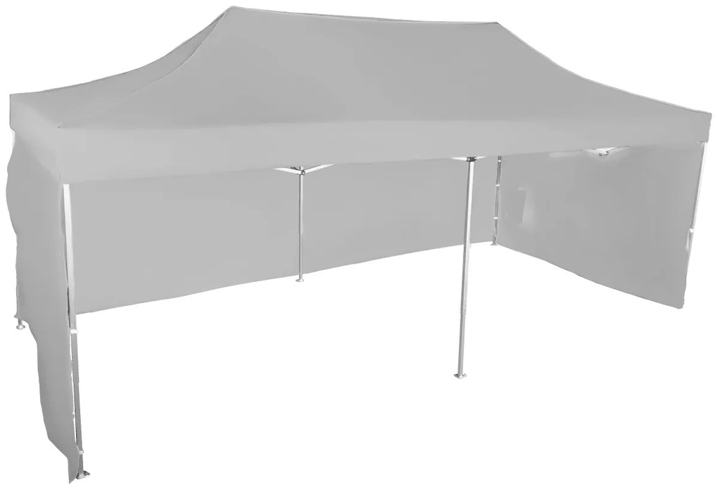 Rýchlorozkladací nožnicový stan 3x6m – hliníkový, 3 bočné plachty, Sivá / antracitová