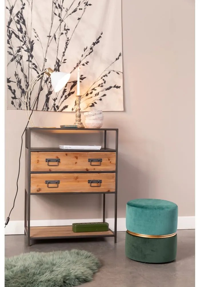 Zelený/tyrkysový zamatový taburet Bubbly – White Label