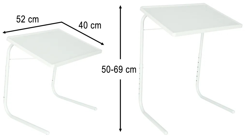 IKO Skladací príručný stolík pod notebook 52x40cm biely