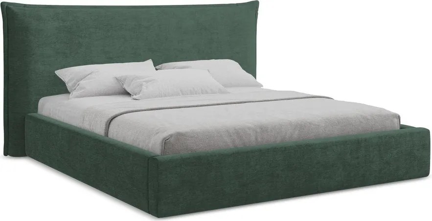 Zelená čalúnená dvojlôžková posteľ s úložným priestorom s roštom 160x200 cm Esala – Makamii