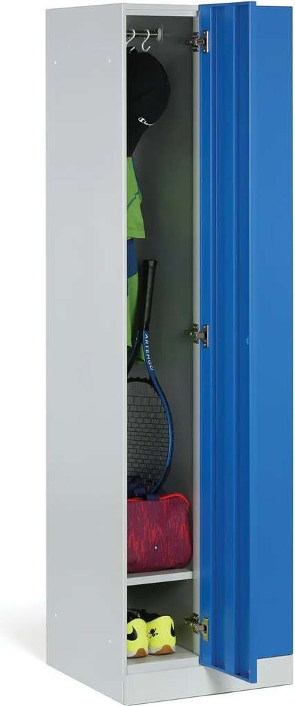 Kovová šatníková skrinka S1 zúžená, 2 oddiely, 1850 x 500 x 500 mm, zámok s čítačkou RFID kariet, béžové dvere