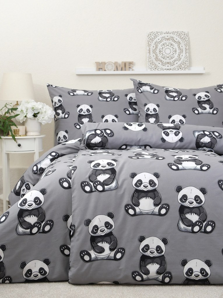Bavlnené obliečky Renforcé - Panda 140 × 200 cm, 70 x 90 cm