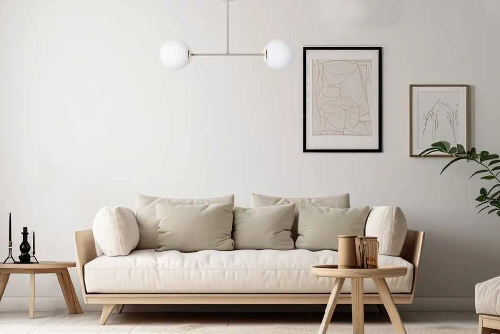 Stropné svietidlo Florence, 2x biele sklenené tienidlo, be/g