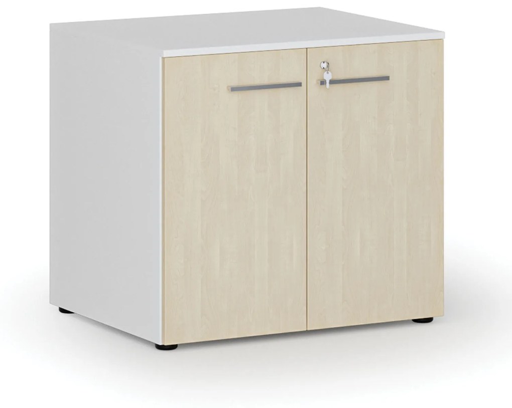 Kancelárska skriňa s dverami PRIMO WHITE, 735 x 800 x 640 mm, biela/breza