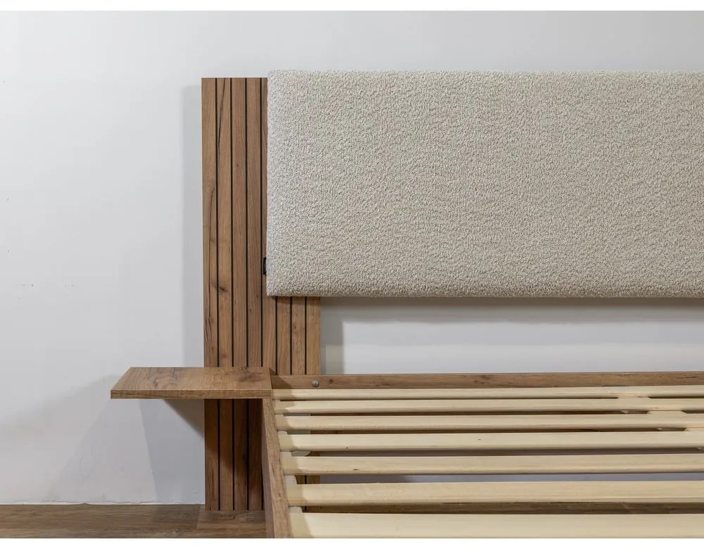 Béžová dvojlôžková posteľ s roštom 140x190 cm Lior – Bobochic Paris