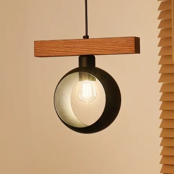 Duolla - Luster na lanku IRONLINE 1xE27/15W/230V borovica dub/čierna
