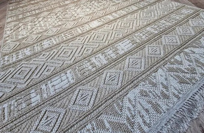 Béžový boho koberec s pruhovaným vzorom Boho 881-B Rozmer: 80x150 cm