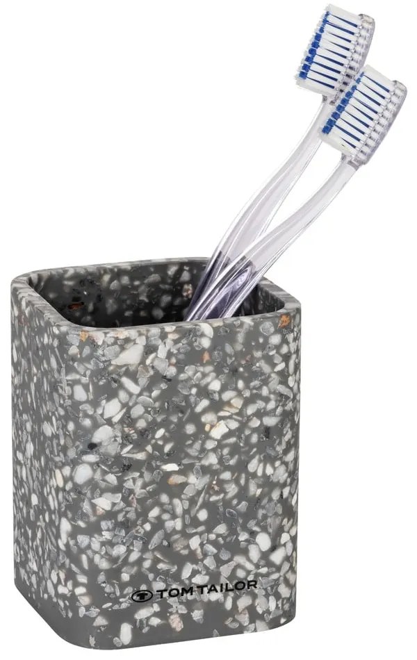 Sivý téglik na zubné kefky z polyresínu Tom Tailor T-Terrazzo – Wenko