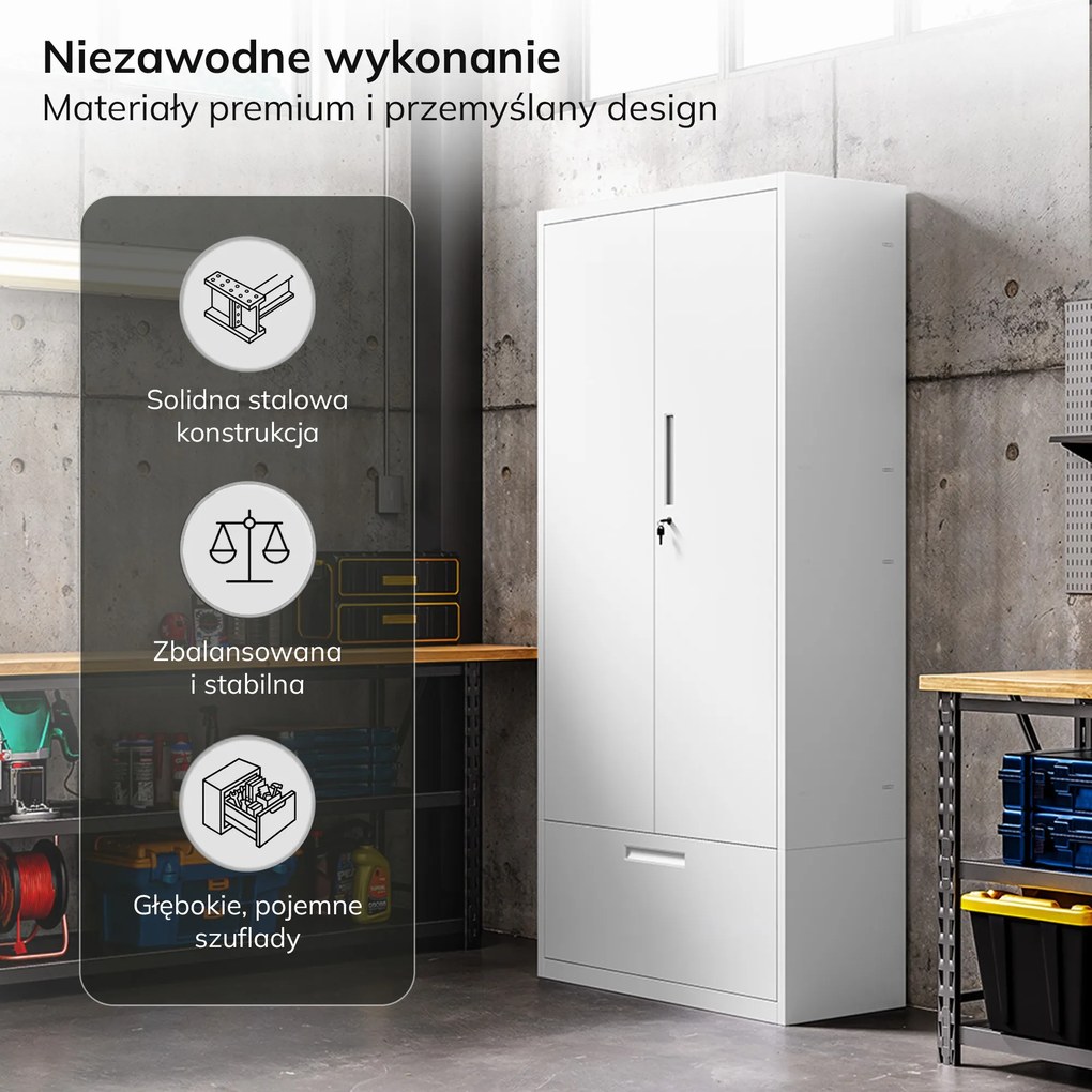 Kovová modulárna multifunkčná skriňa na podstavci biela MEGAN 1600 x 900 x 400 mm