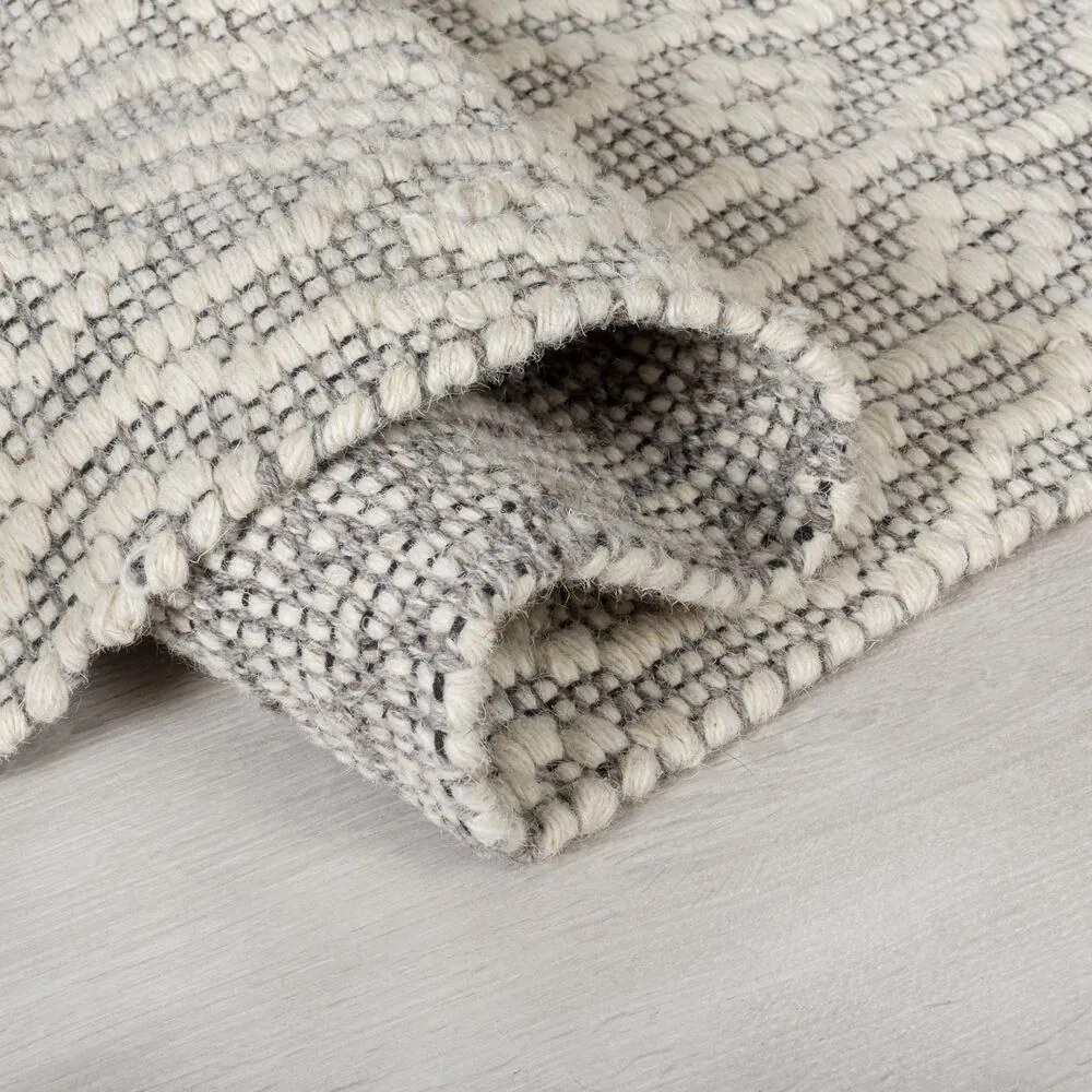Flair Rugs, Ručne tkaný kusový koberec Nur Wool Dream Grey/Ivory, 120x170, šedá, obývacia izba