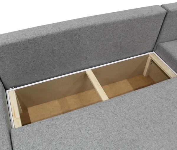 Univerzálna rozkladacia rohová sedacia súprava s úložným priestorom vo tvare U ALMEIDA sivá