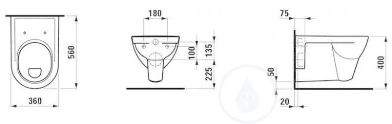 LAUFEN Pro Závesné WC, 560x360 mm, s LCC, biela H8209514000001