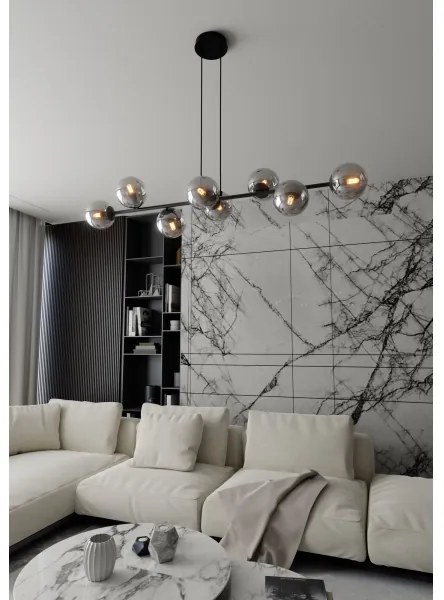 Luster na lanku ROSSI 8xE14/10W/230V čierna/šedá