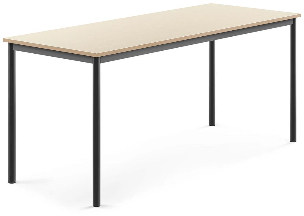 Stôl SONITUS, 1800x700x760 mm, HPL - breza, antracit