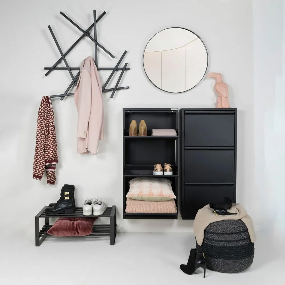 Čierna kovová výklopná skrinka na topánky 50x103x15 cm Billy – Spinder Design