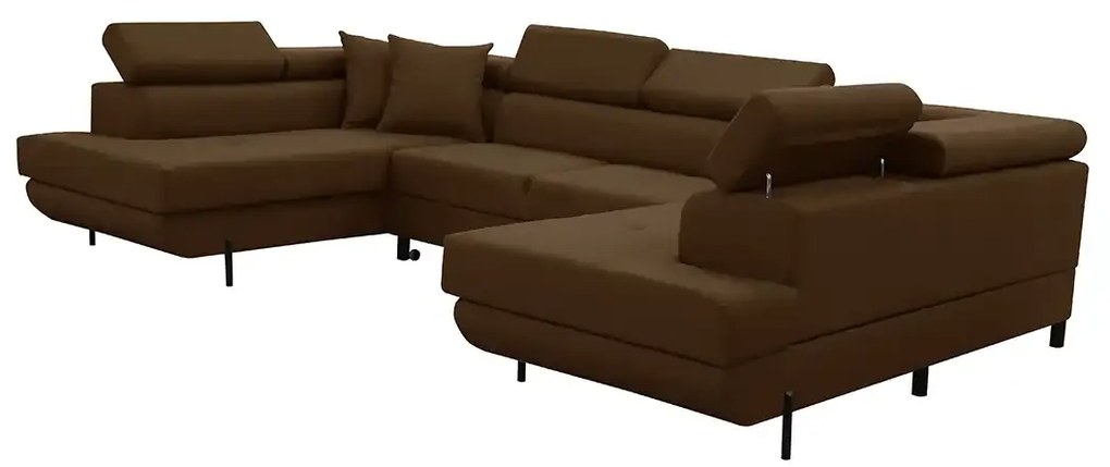 Rohová sedacia súprava - U s funkciou spania, vlnité pružiny EDIS Hnědý