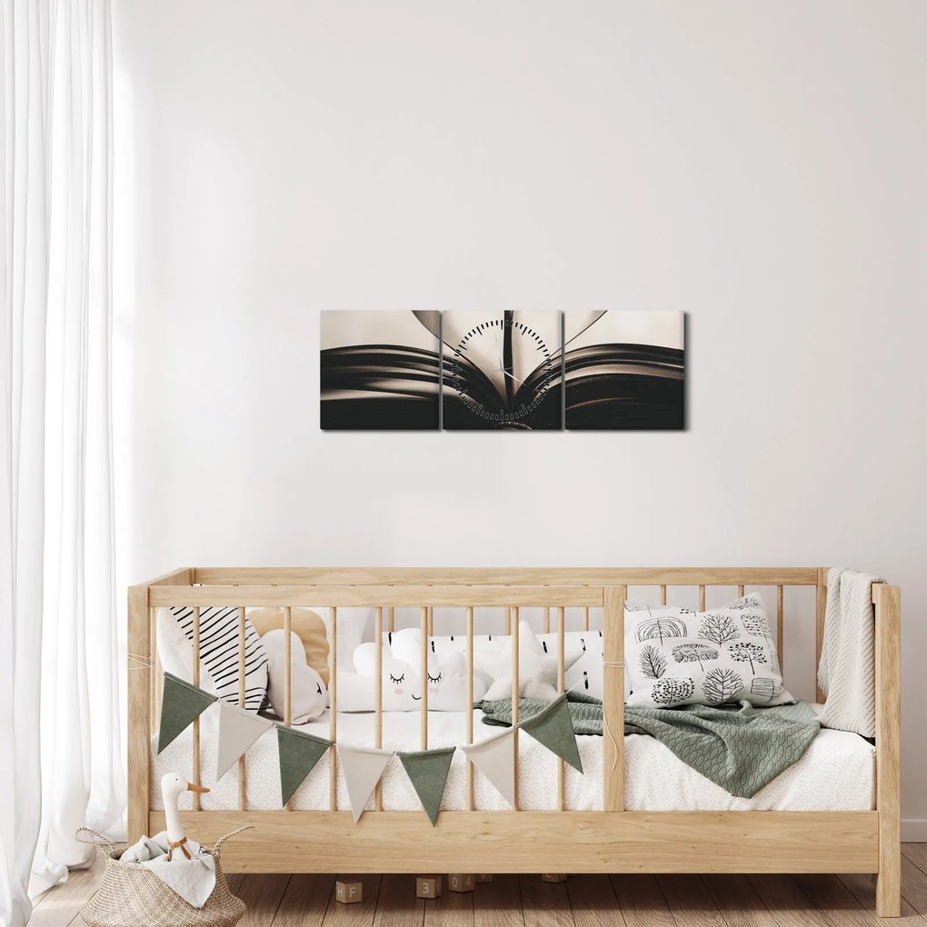 Obraz knihy (s hodinami) (90x30 cm)