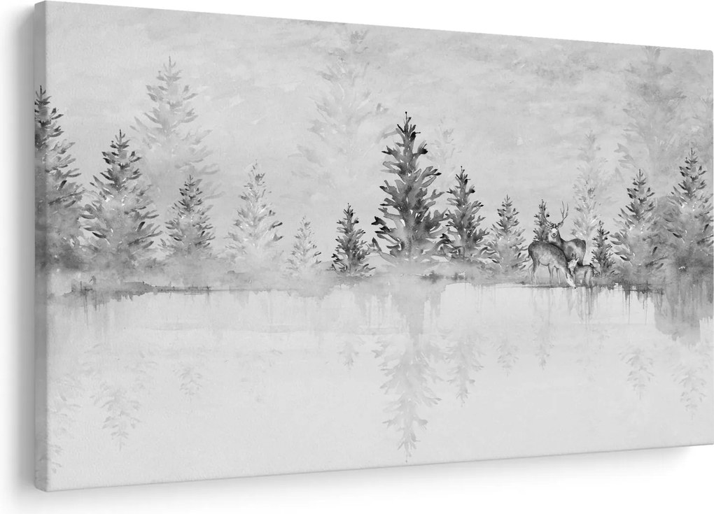 Obraz - Jelene pri jazere (90x60 cm)