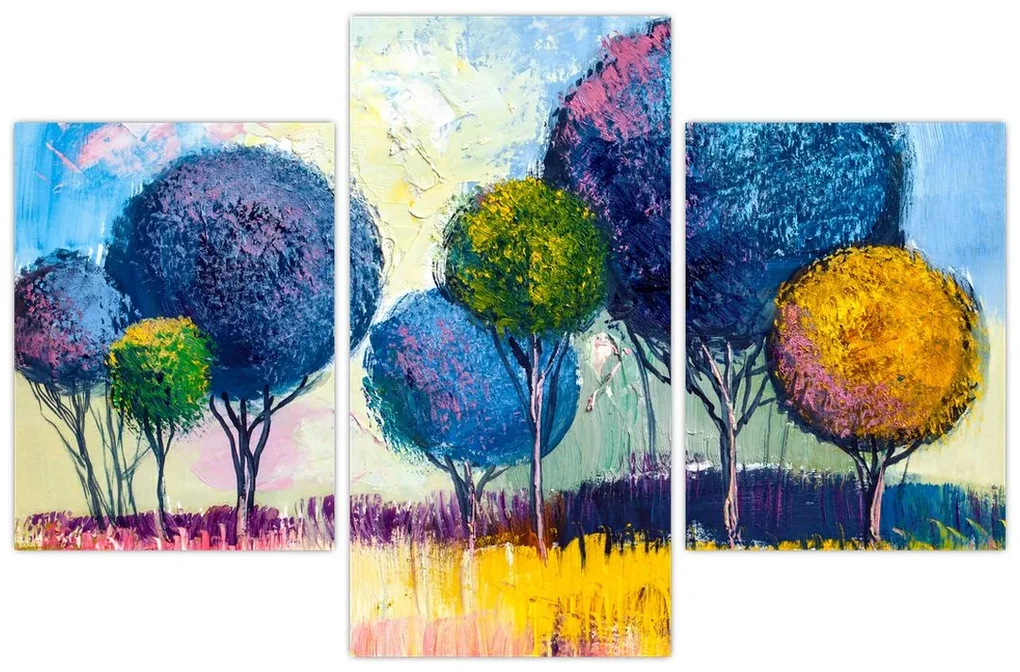 Obraz kopulovitých stromov, olejomaľba (90x60 cm)