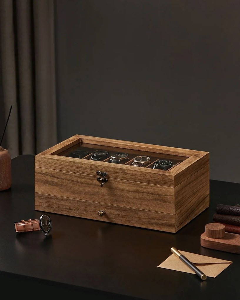 Úložný box na hodinky Vrangle 34 cm hnědý