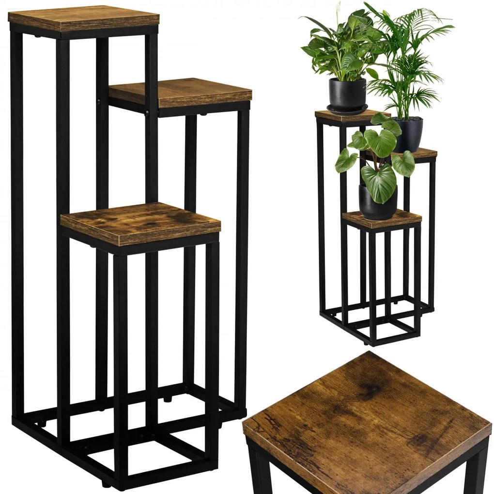 Stojan na kvety Munir čierny/dub