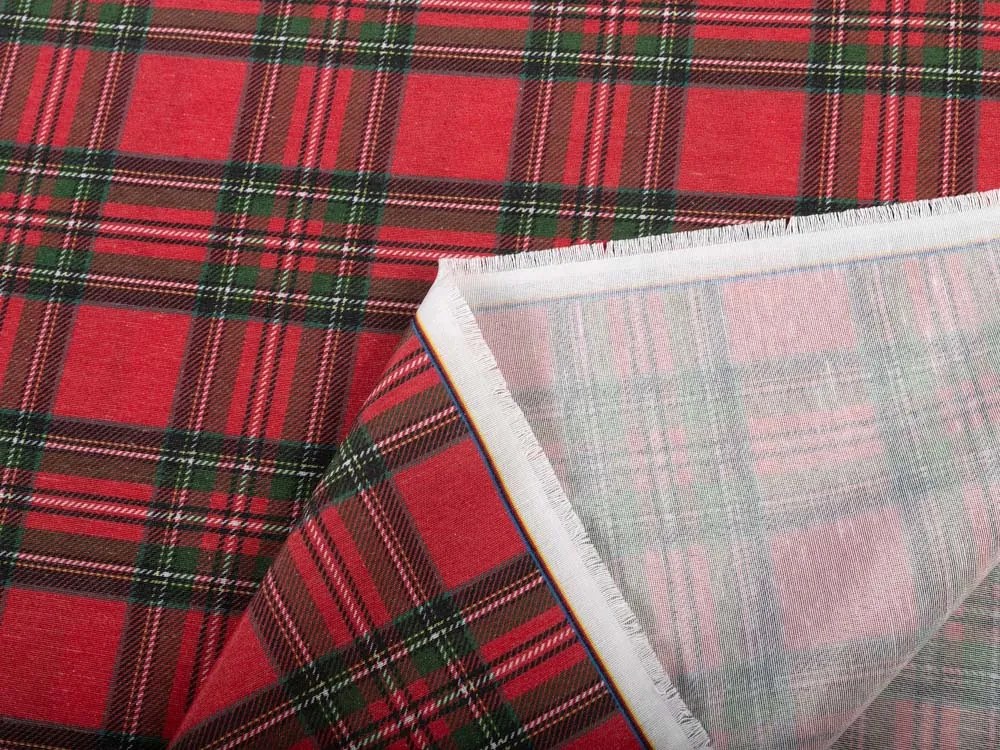 Biante Vianočný dekoračný záves PML-078 Červeno-zelené káro 145x140 cm