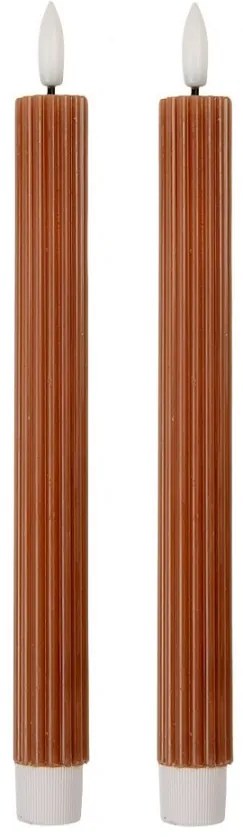 Set 2ks hnedá sviečka s vrúbkovaním Led Candle - Ø 2*25 cm / 2*AAA