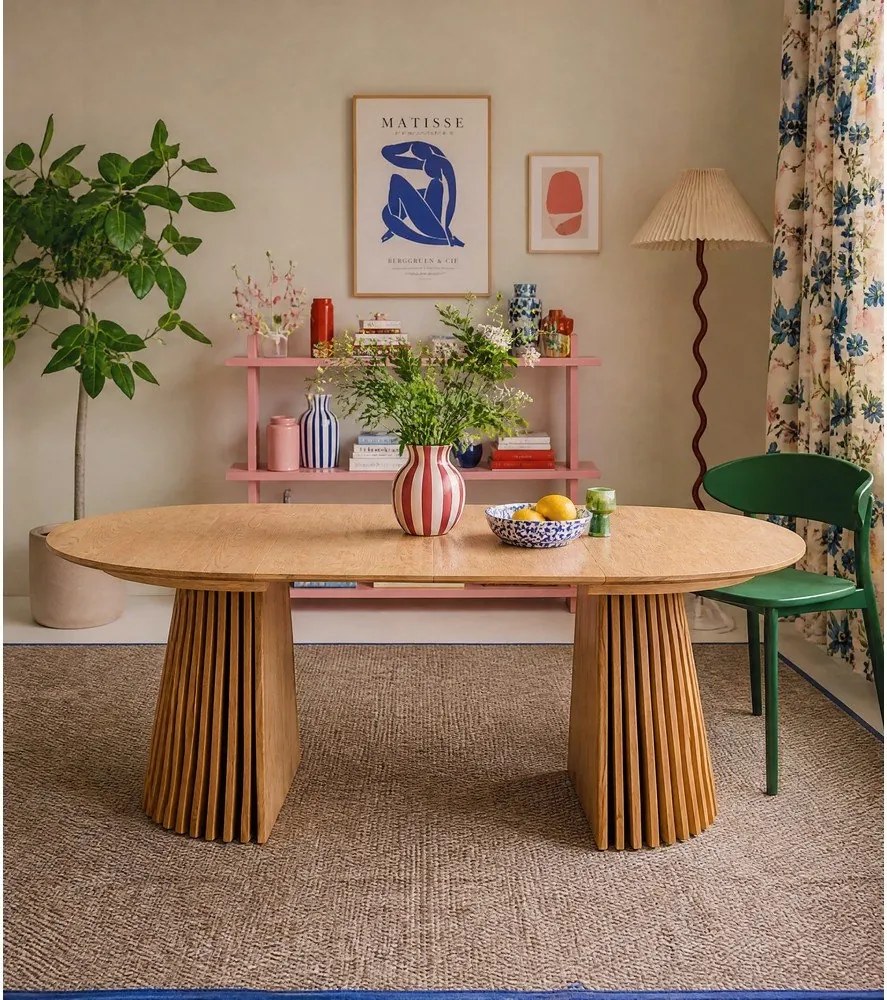 Okrúhly rozkladací jedálenský stôl s doskou v dubovom dekore ø 120 cm Osaka – House Nordic