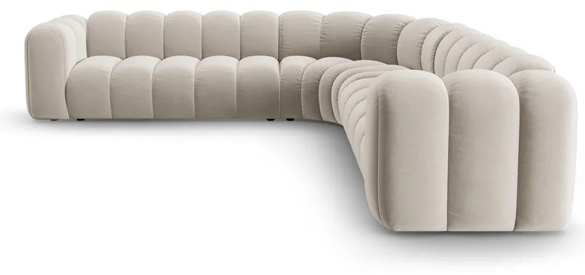 Krémová zamatová modulárna rohová pohovka Lupine – Micadoni