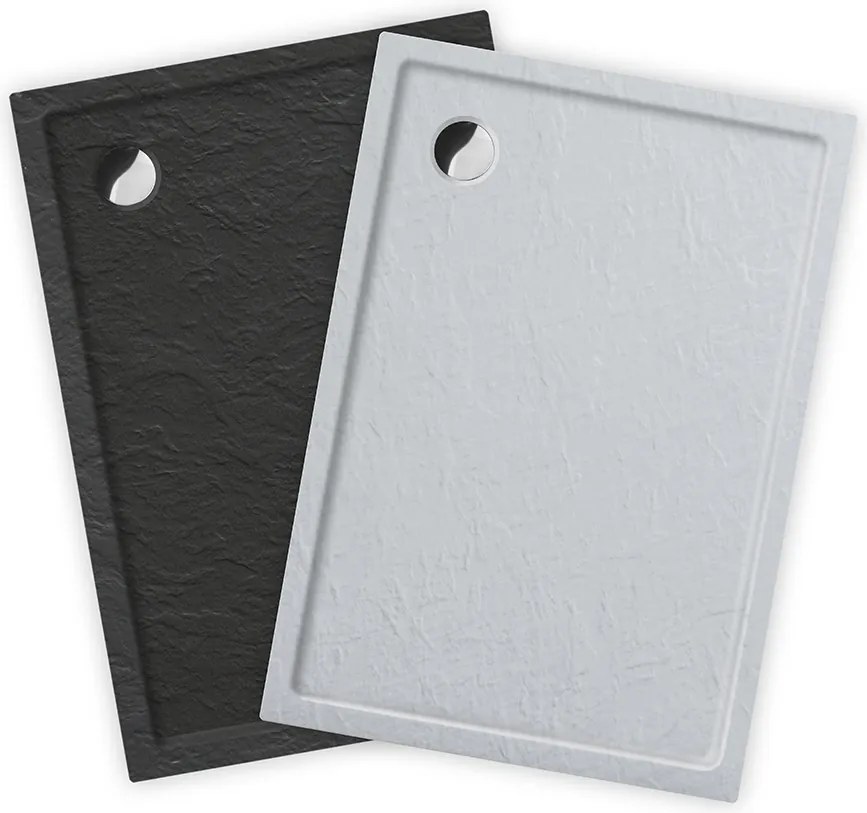Roth Štvorcová alebo obdĺžniková akrylátová sprchová vanička FLAT STONE EFFECT ROTH-Variant: rozmery: 90x90 cm, farba: Biela - (FLAT STONE WHITE 900x…