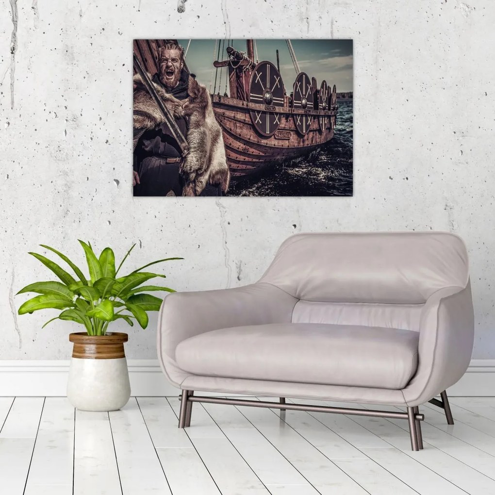 Sklenený obraz - Vikingský bojovník (70x50 cm)