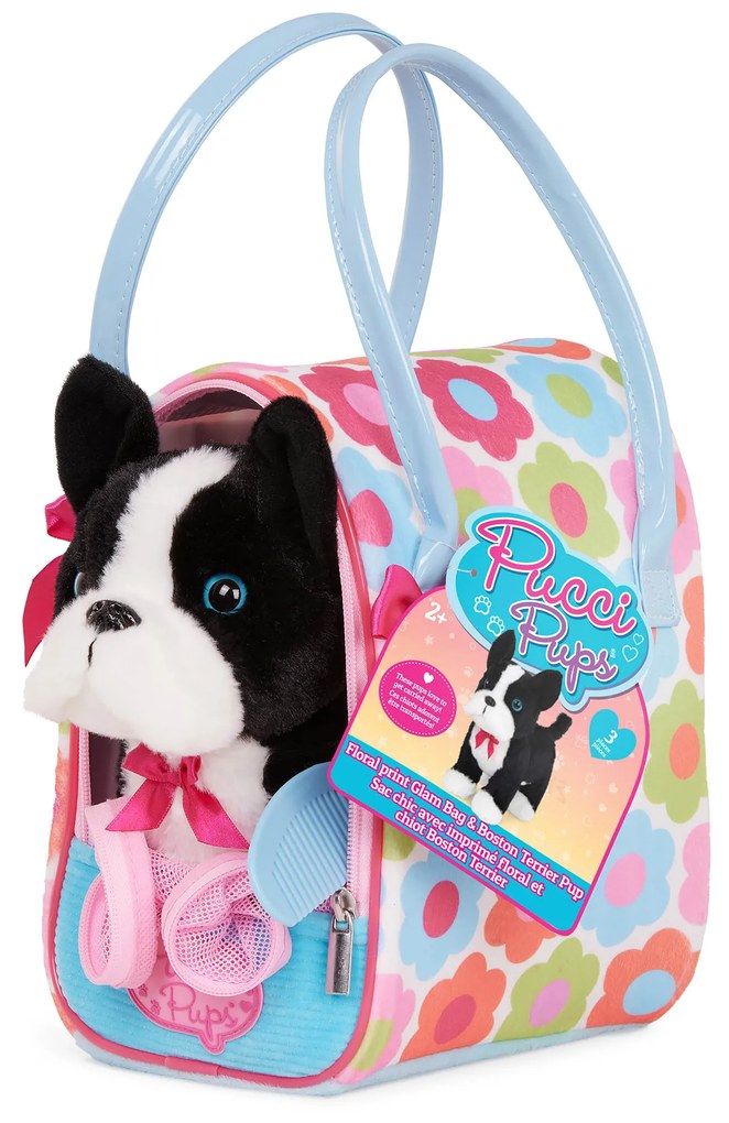 Psík čierny v taške Flower Print Glam Bag