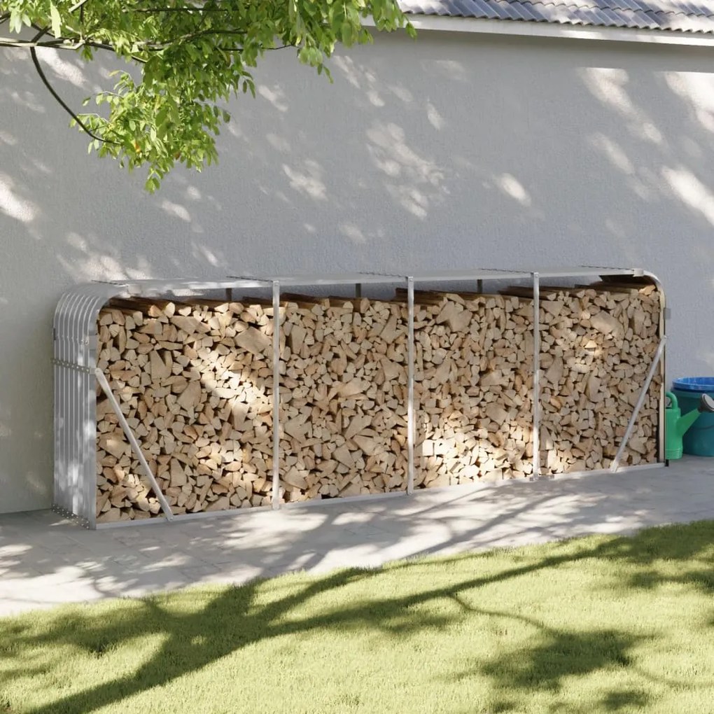 Držiak na polená svetlosivý 300x45x100 cm pozinkovaná oceľ 364556