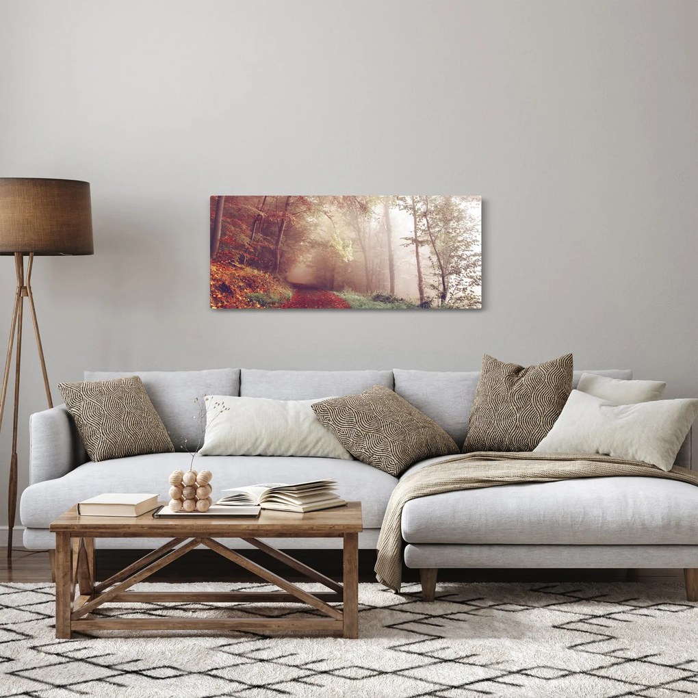Obraz - Jesenná prechádzka lesom (120x50 cm)