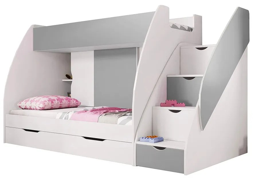 Poschodová posteľ 80 cm Mareus (sivá) (s roštom). Vlastná spoľahlivá doprava až k Vám domov. 1014003