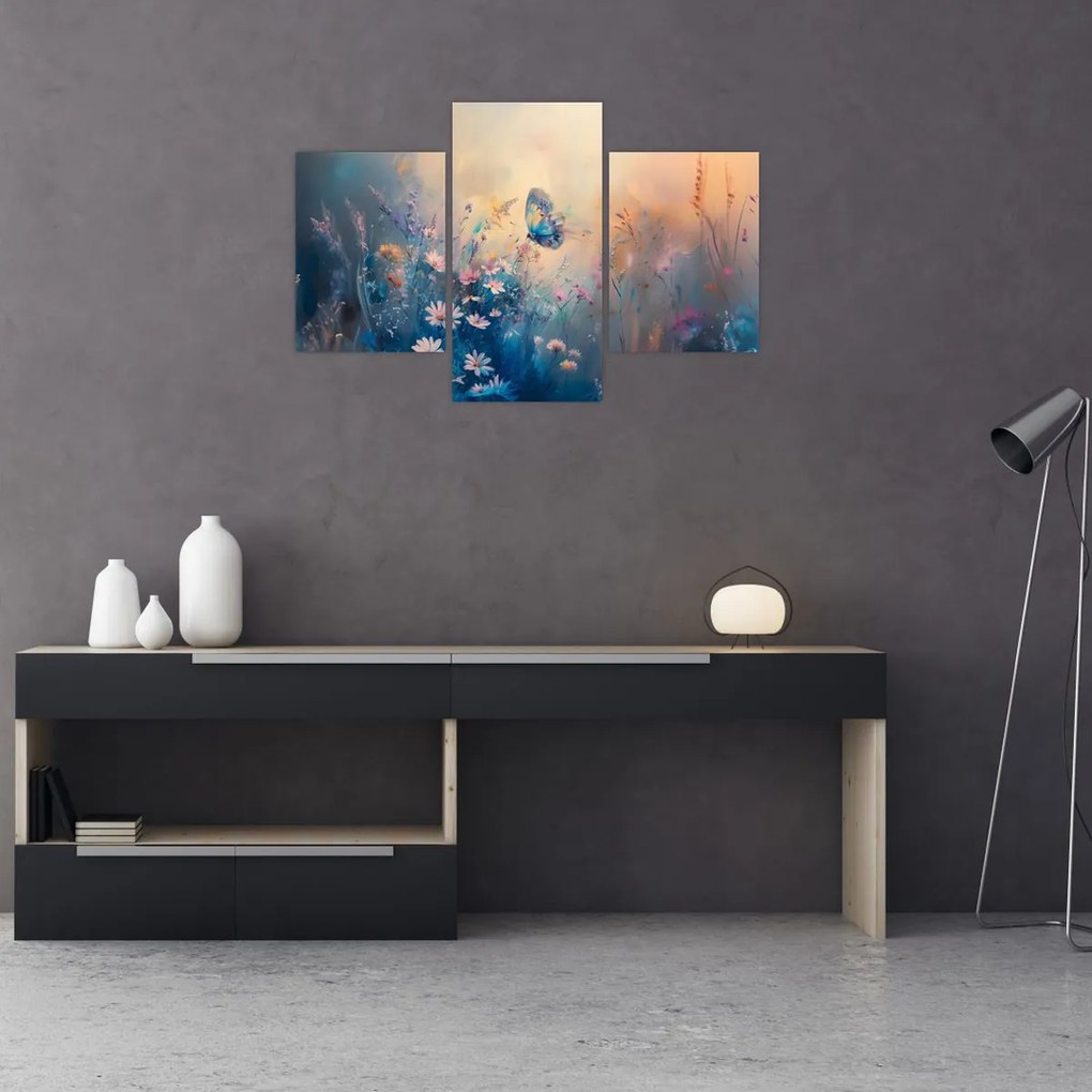 Obraz - Lúka s motýľom (90x60 cm)