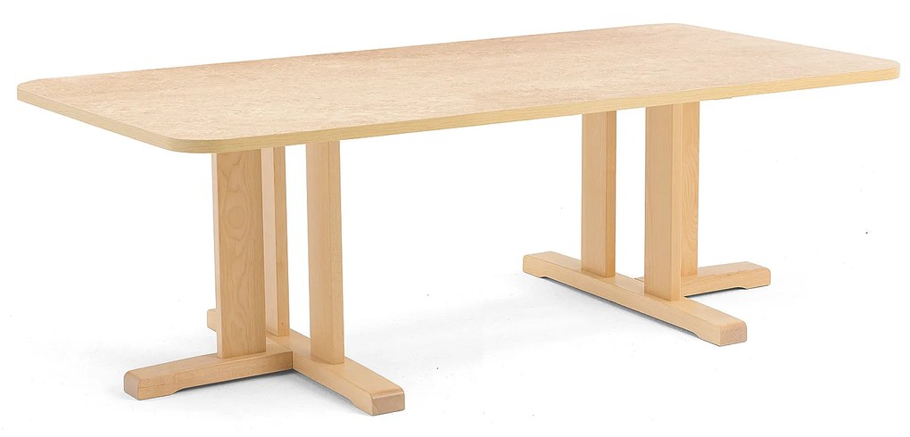 Stôl KUPOL, obdĺžnik, 1600x800x500 mm, linoleum - béžová, breza