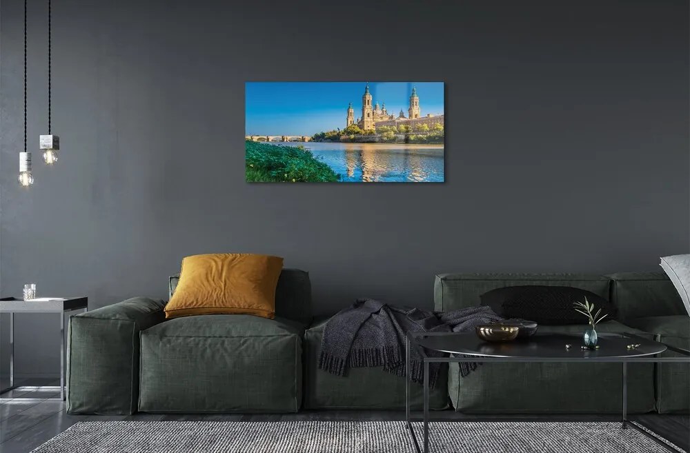 Sklenený obraz Španielsko Katedrála rieky 100x50 cm