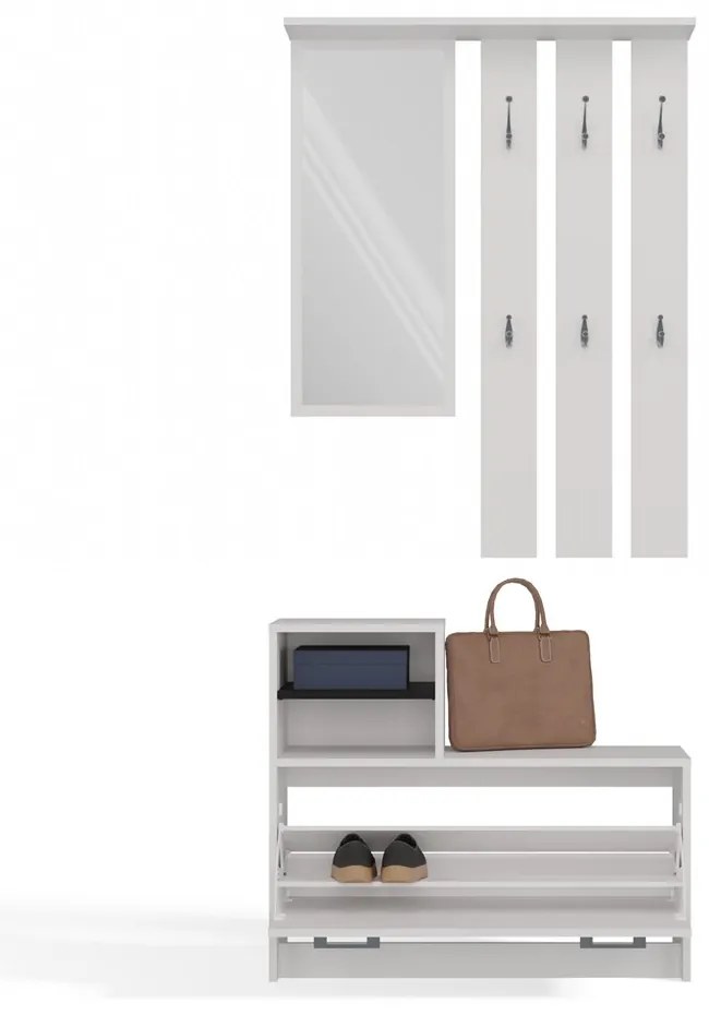 Predsieňová zostava Vayan 1 (biela) (so zrkadlom). Akcia -20%. Vlastná spoľahlivá doprava až k Vám domov. 1132525