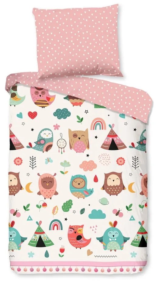 Ružové bavlnené detské obliečky do postieľky 100x135 cm Wise – Good Morning