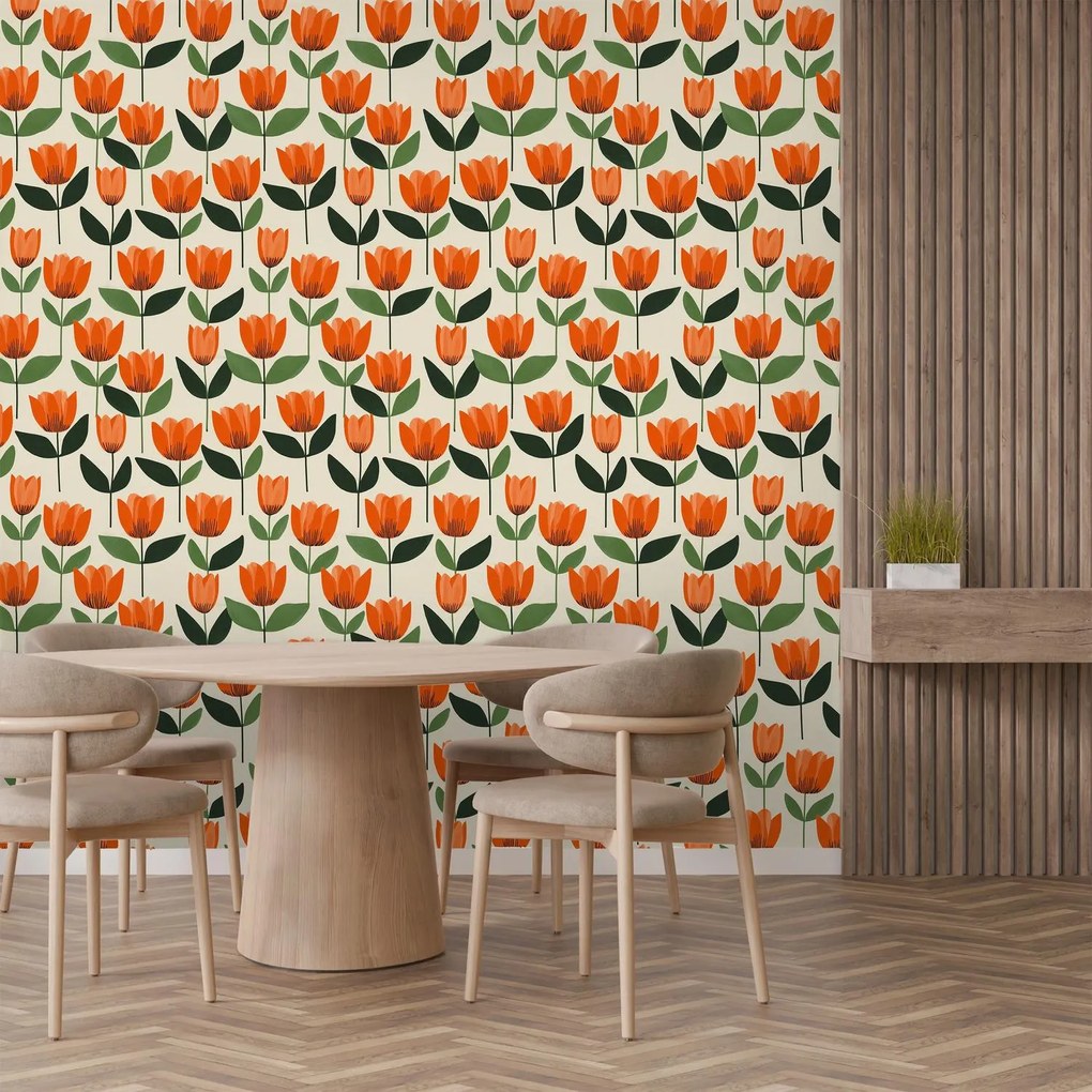 Fototapeta - Vzor s tulipánmi (147x102 cm)