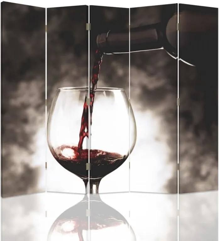 CARO Paraván - A Glass Of Wine | päťdielny | jednostranný 180x150 cm