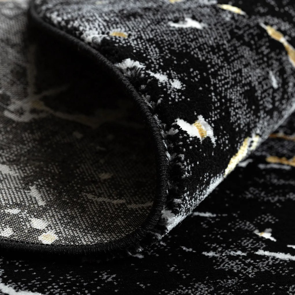 Dywany Łuszczów, Kusový koberec Allure 1963 black/gold kruh, 150x150 (priemer) kruh, čierna, kancelária