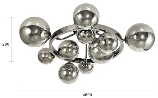 Brilagi - LED Prisadený luster MILLA 10xG9/3W/230V čierny chróm/dymová