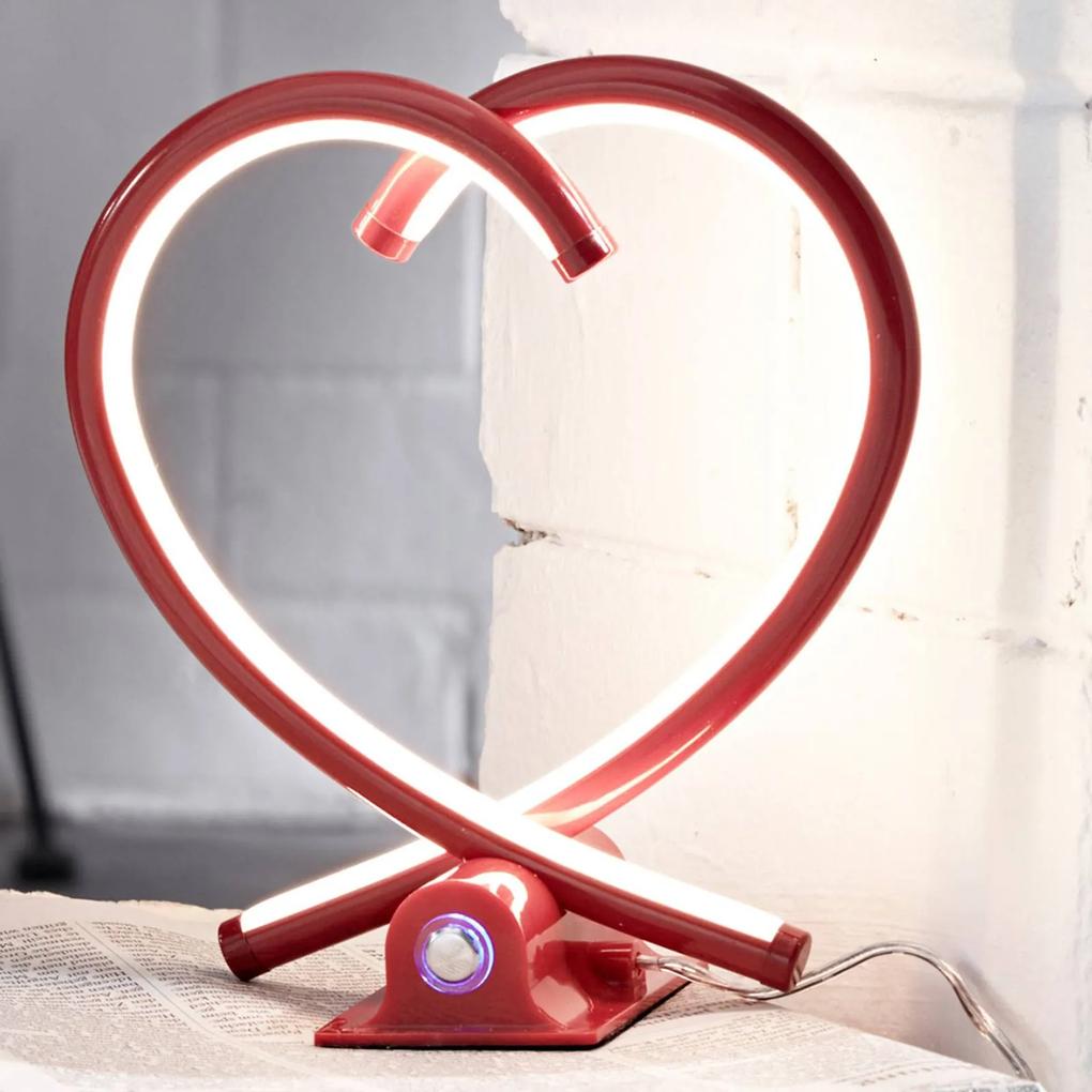 Srdcová stolná LED lampa Valentin červená