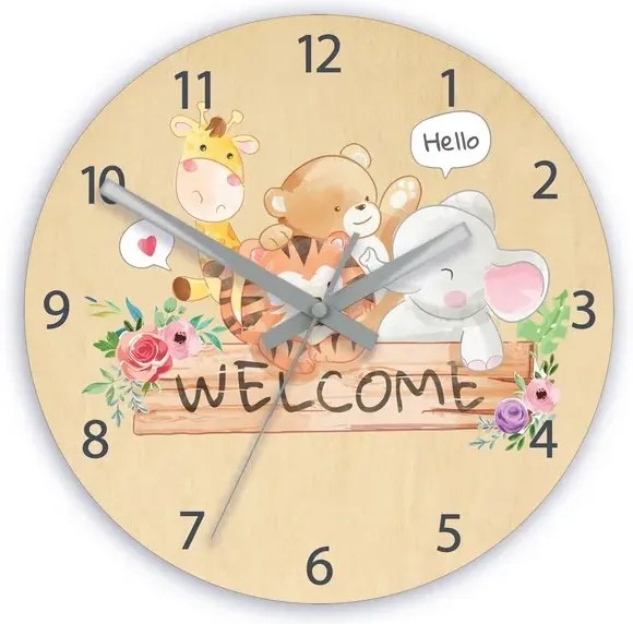 Dětské nástěnné hodiny Ami Zvířátka 30 cm vícebarevné