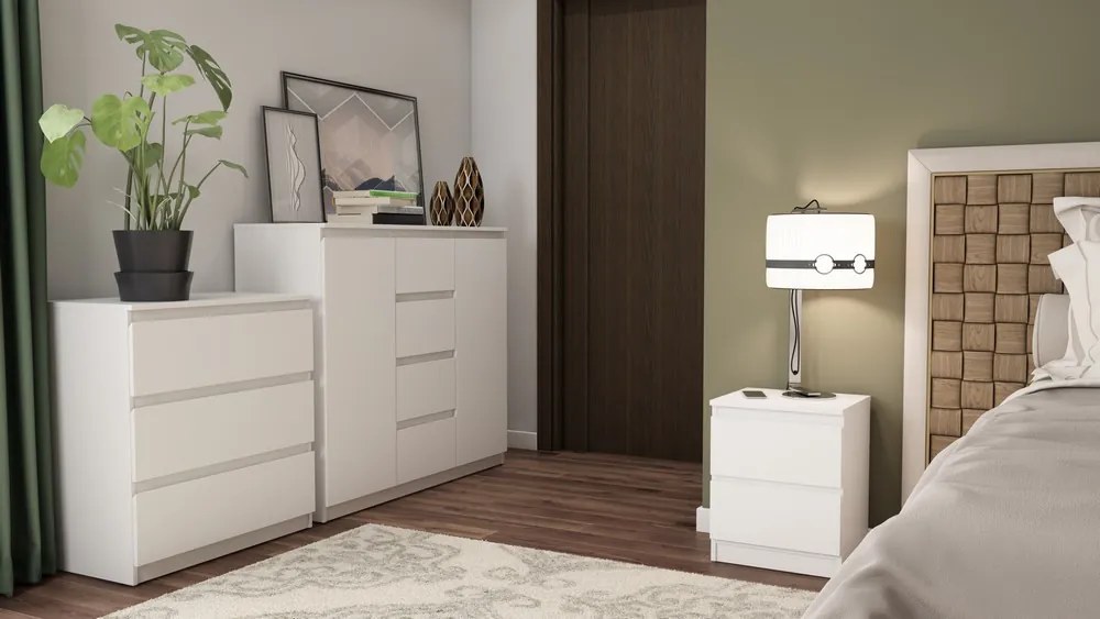 Zásuvková komoda Carlos 753S, biela, výška 80 cm