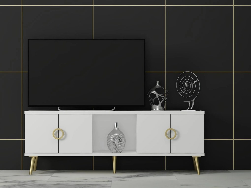 TV stolík/skrinka Tesobu (biela) . Akcia -19%. Vlastná spoľahlivá doprava až k Vám domov. 1095208