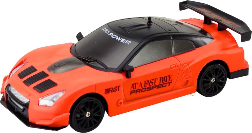 LEAN Toys Športové autíčko s diaľkovým ovládaním R/C v mierke 1:24, oranžové, s vymeniteľnými kolesami